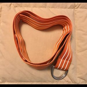 J Crew Fabric Skinny Belt Size S/M Orange with White Stripes Size S/M